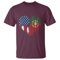 Half Portuguese American Flag T Shirt Portugal Roots USA Flag Immigrant Gifts - Wonder Print Shop