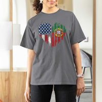 Half Portuguese American Flag T Shirt For Women Portugal Roots USA Flag Immigrant Gifts - Wonder Print Shop