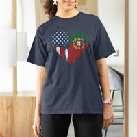 Half Portuguese American Flag T Shirt For Women Portugal Roots USA Flag Immigrant Gifts - Wonder Print Shop