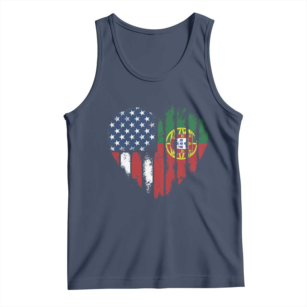 Half Portuguese American Flag Tank Top Portugal Roots USA Flag Immigrant Gifts - Wonder Print Shop