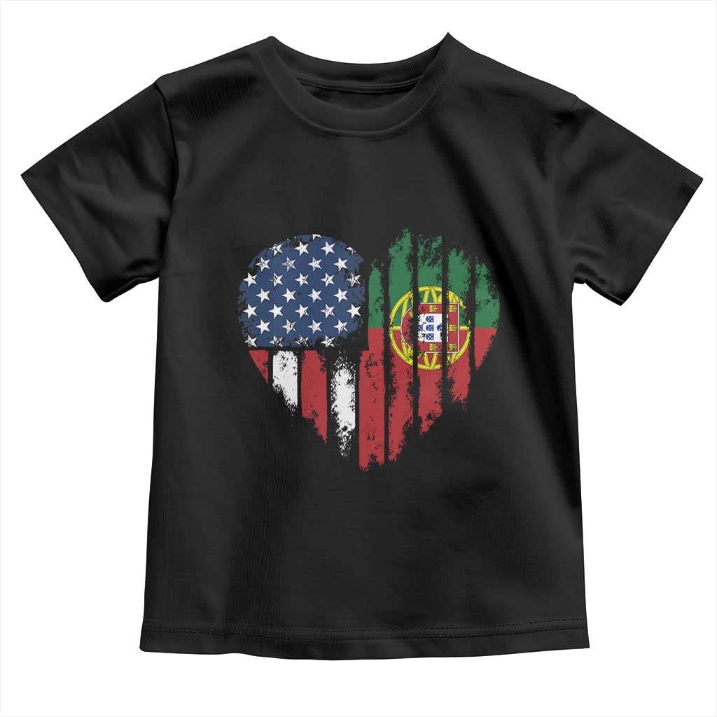 Half Portuguese American Flag Toddler T Shirt Portugal Roots USA Flag Immigrant Gifts - Wonder Print Shop