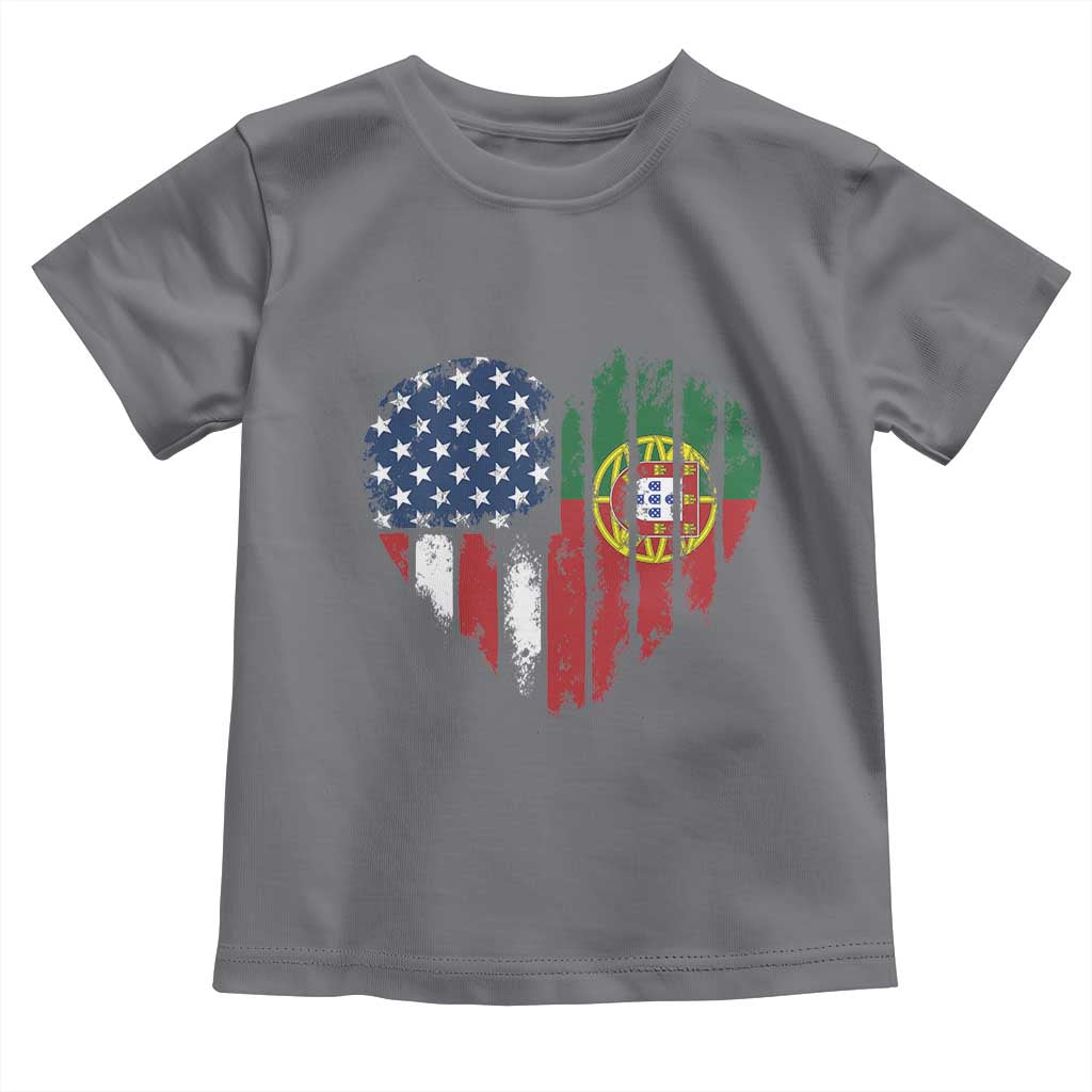 Half Portuguese American Flag Toddler T Shirt Portugal Roots USA Flag Immigrant Gifts - Wonder Print Shop