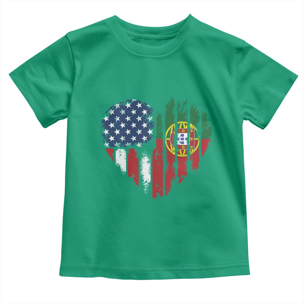 Half Portuguese American Flag Toddler T Shirt Portugal Roots USA Flag Immigrant Gifts - Wonder Print Shop