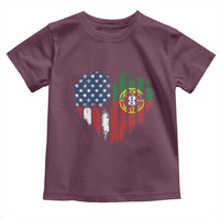 Half Portuguese American Flag Toddler T Shirt Portugal Roots USA Flag Immigrant Gifts - Wonder Print Shop
