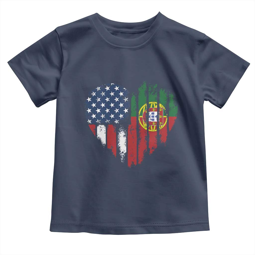 Half Portuguese American Flag Toddler T Shirt Portugal Roots USA Flag Immigrant Gifts - Wonder Print Shop