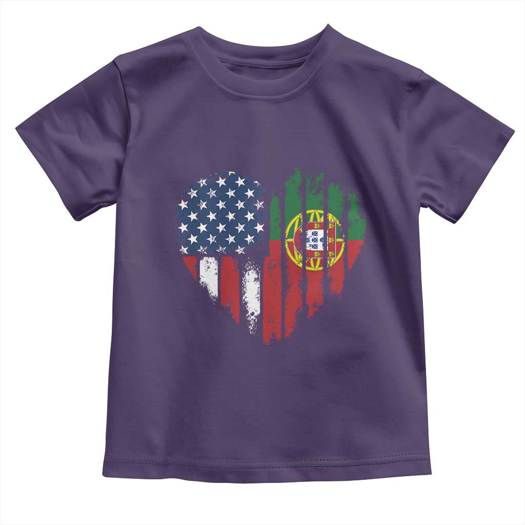 Half Portuguese American Flag Toddler T Shirt Portugal Roots USA Flag Immigrant Gifts - Wonder Print Shop