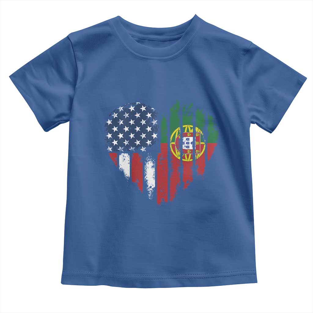 Half Portuguese American Flag Toddler T Shirt Portugal Roots USA Flag Immigrant Gifts - Wonder Print Shop