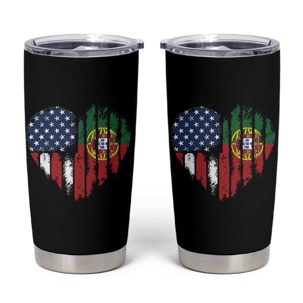 Half Portuguese American Flag Tumbler Cup Portugal Roots USA Flag Immigrant Gifts - Wonder Print Shop