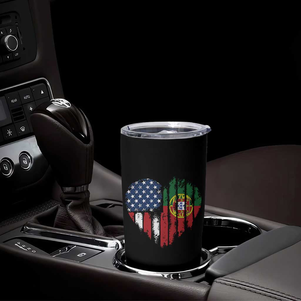 Half Portuguese American Flag Tumbler Cup Portugal Roots USA Flag Immigrant Gifts - Wonder Print Shop