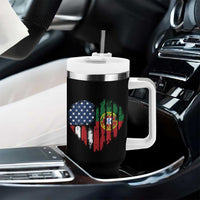 Half Portuguese American Flag Tumbler With Handle Portugal Roots USA Flag Immigrant Gifts - Wonder Print Shop