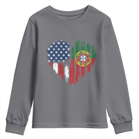 Half Portuguese American Flag Youth Sweatshirt Portugal Roots USA Flag Immigrant Gifts - Wonder Print Shop