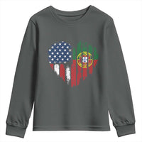 Half Portuguese American Flag Youth Sweatshirt Portugal Roots USA Flag Immigrant Gifts - Wonder Print Shop