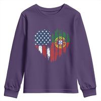 Half Portuguese American Flag Youth Sweatshirt Portugal Roots USA Flag Immigrant Gifts - Wonder Print Shop