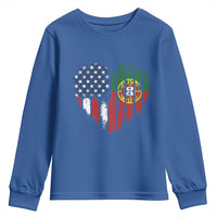 Half Portuguese American Flag Youth Sweatshirt Portugal Roots USA Flag Immigrant Gifts - Wonder Print Shop