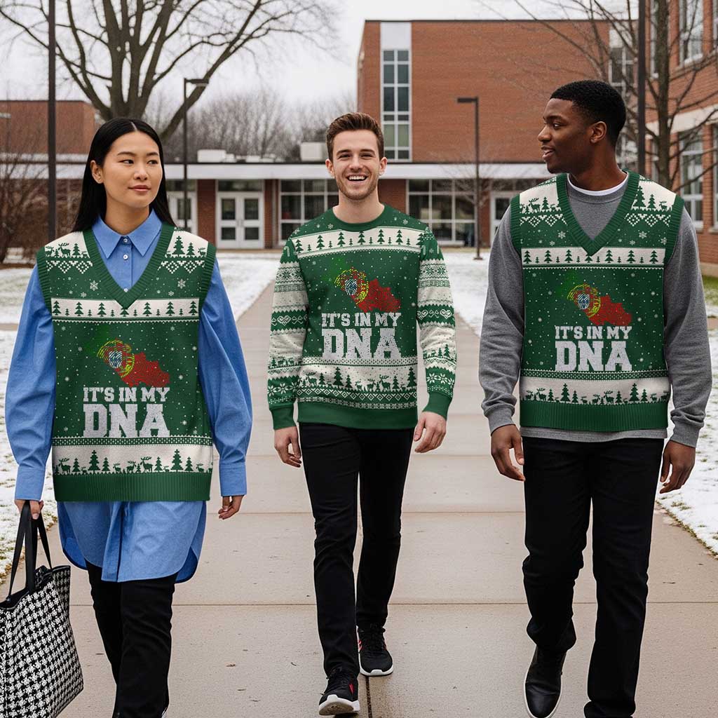 Its in My DNA Portugal V-Neck Knit Sweater Vest Portuguese Flag Portugal Boy Girl Gift - Wonder Print Shop