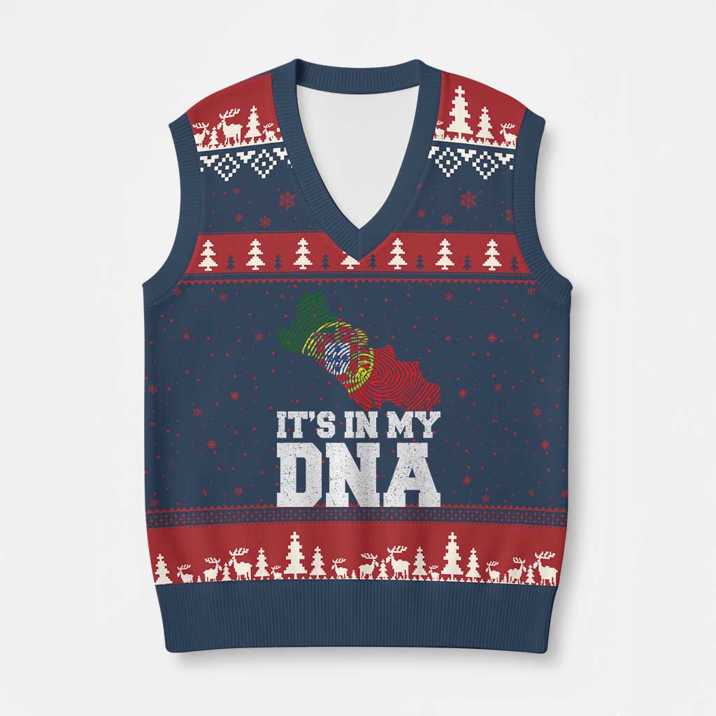 Its in My DNA Portugal V-Neck Knit Sweater Vest Portuguese Flag Portugal Boy Girl Gift - Wonder Print Shop