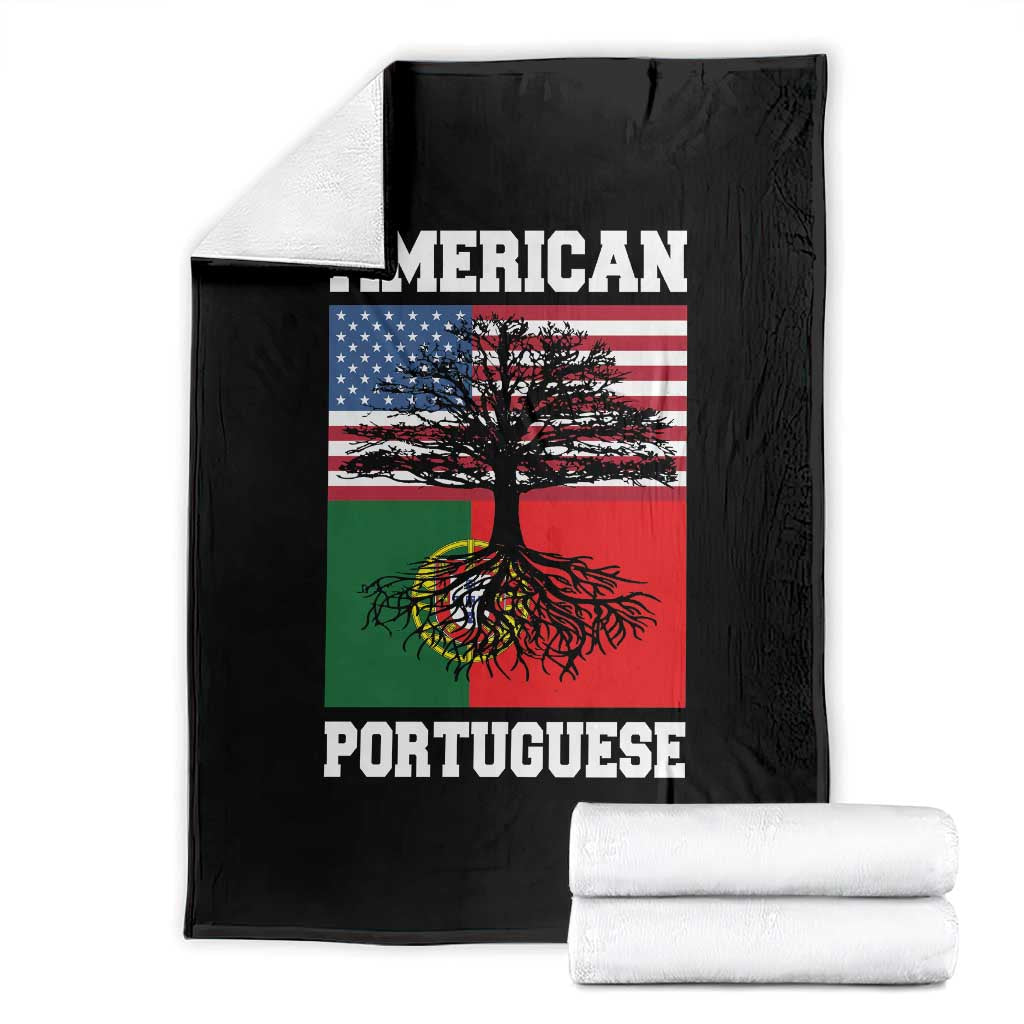 American Grown Portuguese Roots Throw Blanket Distressed Tree Portugal USA Flag - Wonder Print Shop