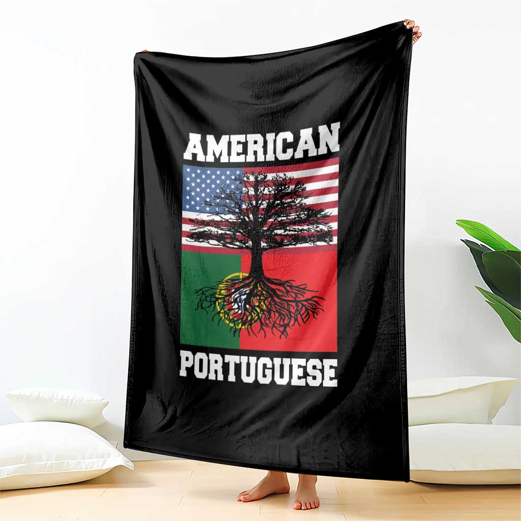 American Grown Portuguese Roots Throw Blanket Distressed Tree Portugal USA Flag - Wonder Print Shop