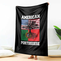 American Grown Portuguese Roots Throw Blanket Distressed Tree Portugal USA Flag - Wonder Print Shop