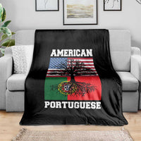 American Grown Portuguese Roots Throw Blanket Distressed Tree Portugal USA Flag - Wonder Print Shop