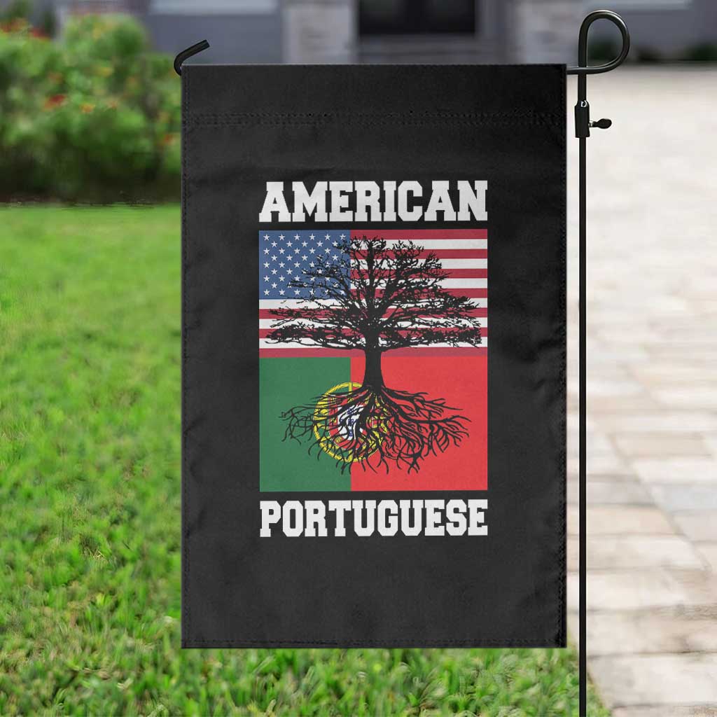 American Grown Portuguese Roots Garden Flag Distressed Tree Portugal USA Flag - Wonder Print Shop