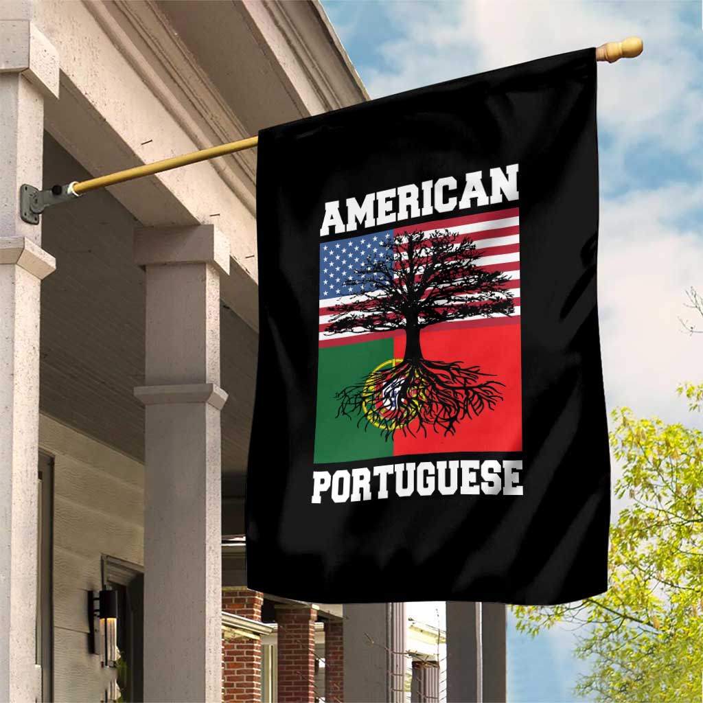 American Grown Portuguese Roots Garden Flag Distressed Tree Portugal USA Flag - Wonder Print Shop