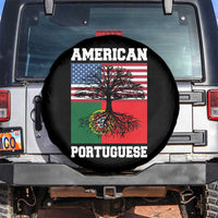American Grown Portuguese Roots Spare Tire Cover Distressed Tree Portugal USA Flag - Wonder Print Shop