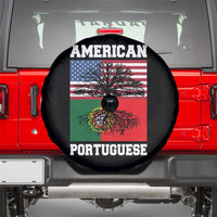 American Grown Portuguese Roots Spare Tire Cover Distressed Tree Portugal USA Flag - Wonder Print Shop