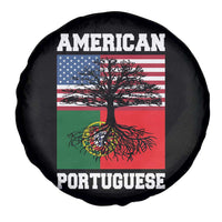 American Grown Portuguese Roots Spare Tire Cover Distressed Tree Portugal USA Flag - Wonder Print Shop