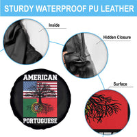 American Grown Portuguese Roots Spare Tire Cover Distressed Tree Portugal USA Flag - Wonder Print Shop