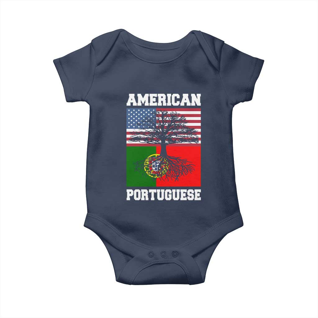 American Grown Portuguese Roots Baby Onesie Distressed Tree Portugal USA Flag - Wonder Print Shop