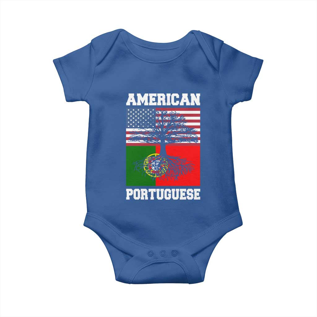 American Grown Portuguese Roots Baby Onesie Distressed Tree Portugal USA Flag - Wonder Print Shop
