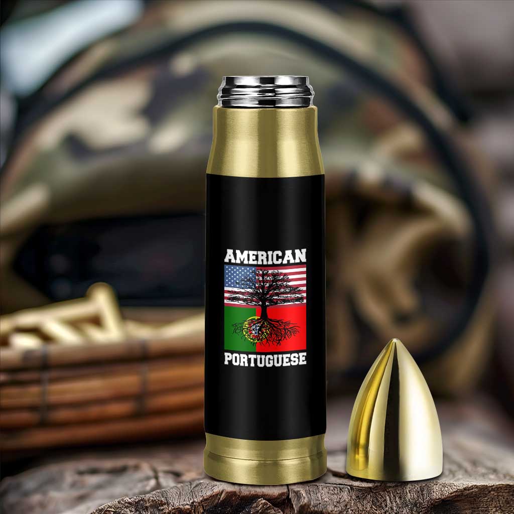 American Grown Portuguese Roots Bullet Tumbler Distressed Tree Portugal USA Flag - Wonder Print Shop