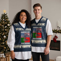 American Grown Portuguese Roots V-Neck Knit Sweater Vest Distressed Tree Portugal USA Flag - Wonder Print Shop