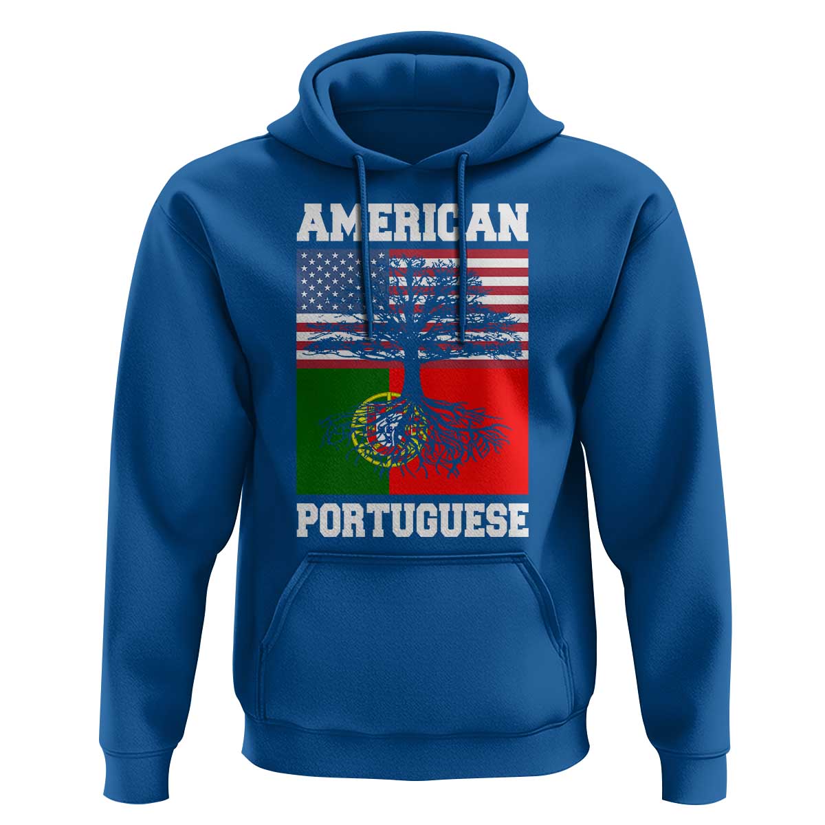 American Grown Portuguese Roots Hoodie Distressed Tree Portugal USA Flag - Wonder Print Shop