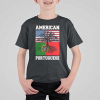 American Grown Portuguese Roots T Shirt For Kid Distressed Tree Portugal USA Flag - Wonder Print Shop