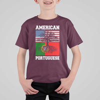 American Grown Portuguese Roots T Shirt For Kid Distressed Tree Portugal USA Flag - Wonder Print Shop