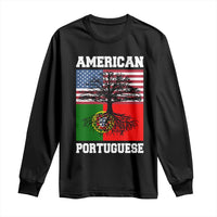 American Grown Portuguese Roots Long Sleeve Shirt Distressed Tree Portugal USA Flag - Wonder Print Shop