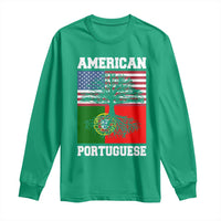 American Grown Portuguese Roots Long Sleeve Shirt Distressed Tree Portugal USA Flag - Wonder Print Shop