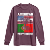 American Grown Portuguese Roots Long Sleeve Shirt Distressed Tree Portugal USA Flag - Wonder Print Shop