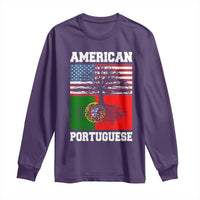 American Grown Portuguese Roots Long Sleeve Shirt Distressed Tree Portugal USA Flag - Wonder Print Shop