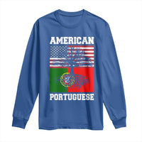 American Grown Portuguese Roots Long Sleeve Shirt Distressed Tree Portugal USA Flag - Wonder Print Shop