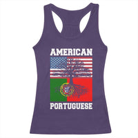American Grown Portuguese Roots Racerback Tank Top Distressed Tree Portugal USA Flag - Wonder Print Shop