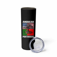 American Grown Portuguese Roots Skinny Tumbler Distressed Tree Portugal USA Flag - Wonder Print Shop