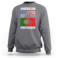 American Grown Portuguese Roots Sweatshirt Distressed Tree Portugal USA Flag - Wonder Print Shop