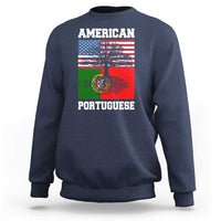 American Grown Portuguese Roots Sweatshirt Distressed Tree Portugal USA Flag - Wonder Print Shop