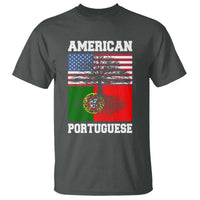 American Grown Portuguese Roots T Shirt Distressed Tree Portugal USA Flag - Wonder Print Shop