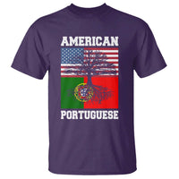 American Grown Portuguese Roots T Shirt Distressed Tree Portugal USA Flag - Wonder Print Shop