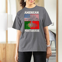 American Grown Portuguese Roots T Shirt For Women Distressed Tree Portugal USA Flag - Wonder Print Shop