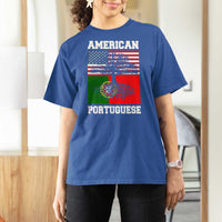 American Grown Portuguese Roots T Shirt For Women Distressed Tree Portugal USA Flag - Wonder Print Shop